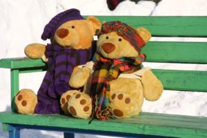 teddy, Bear, Love, Romance, Mood, Toys, Cute, Winter, Bench, Snow