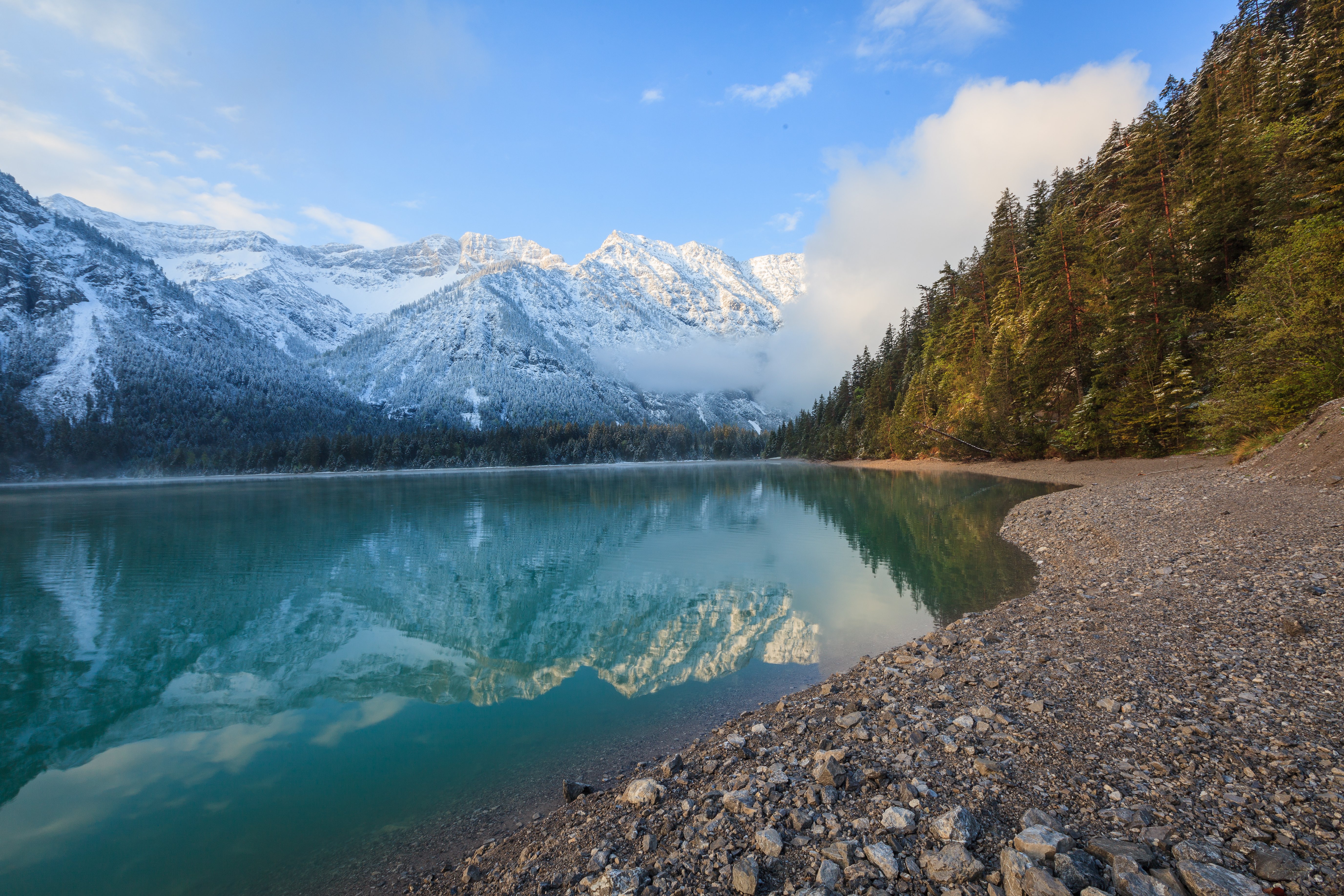 austria, Lake, Mountains, Forests, Scenery, Tirol, Nature Wallpaper