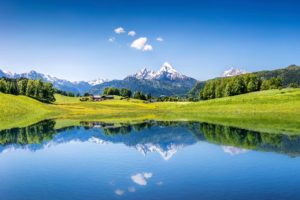 austria, Lake, Mountains, Scenery, Grass, Alps, Nature