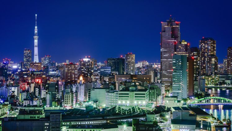 japan, Skyscraper, Tokyo, Megapolis, Night, Cities HD Wallpaper Desktop Background