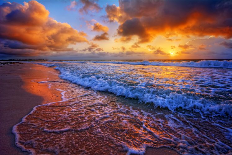 sea, Coast, Sky, Sunrises, And, Sunsets, Clouds, Nature HD Wallpaper Desktop Background