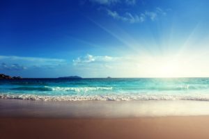 sunshine, Emerald, Beach, Sand, Blue, Sea
