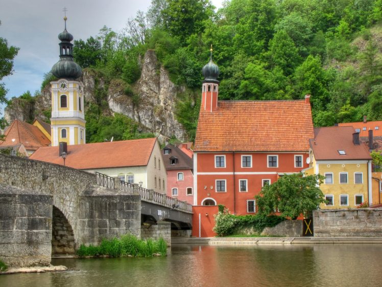 germany, House, River, Bridge, Bavaria HD Wallpaper Desktop Background