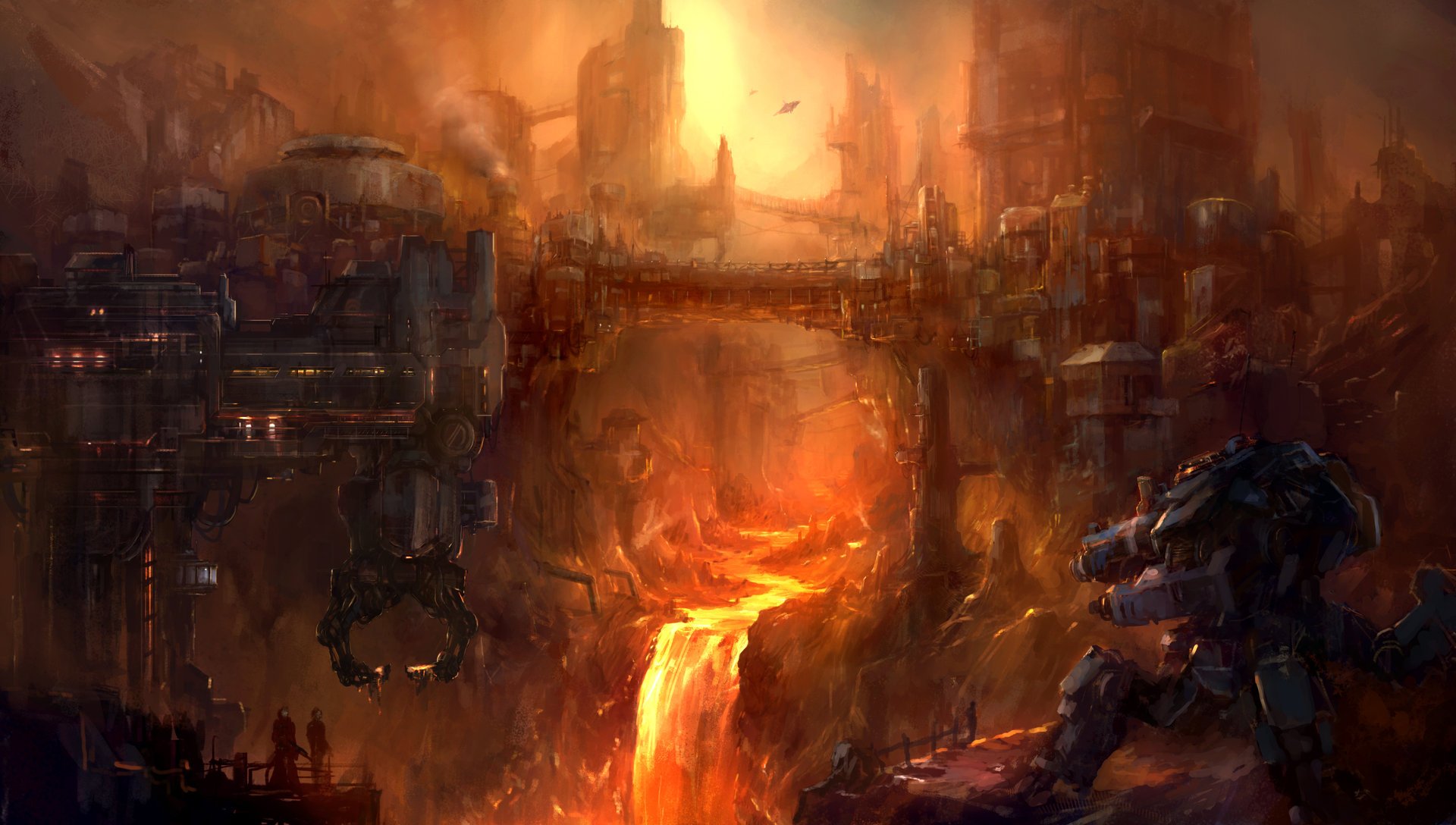 mechadrawing, Lava, Buildings Wallpaper