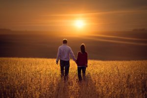 love, Couple, Field, Sun, Mood