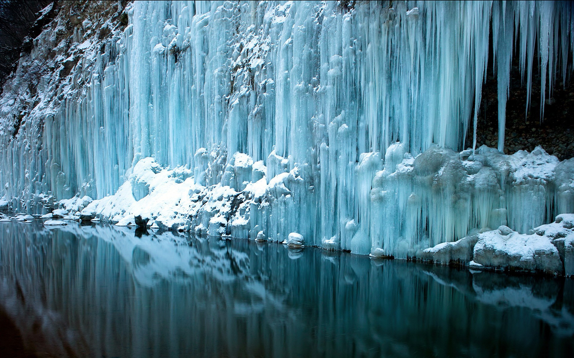 ice, Waterfall, Water, Reflection, Rivers, Freeze, Frozen, Snow, Winter Wallpaper