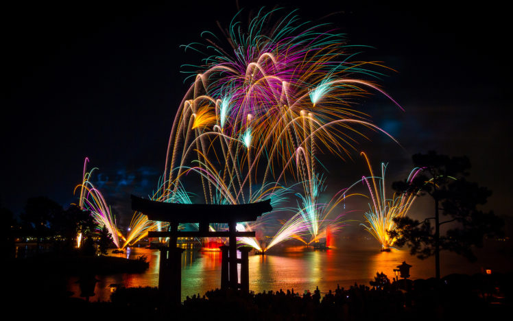 fireworks, Night, Timelapse, New, Year, Asian, Oriental, Reflection, Sky, Color, Fire HD Wallpaper Desktop Background