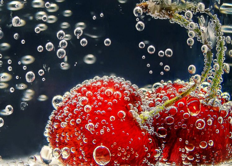 cherry, Cherries, Underwater, Bubbles, Fruit, Bokeh HD Wallpaper Desktop Background