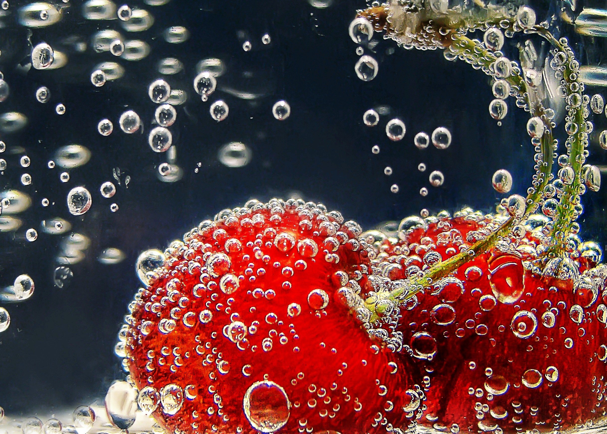 cherry, Cherries, Underwater, Bubbles, Fruit, Bokeh Wallpaper