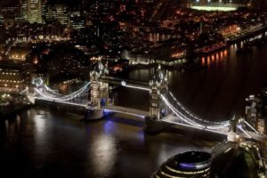 london tower, Bridge, At, Night