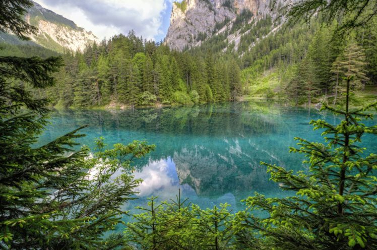 austria, Lake, Mountains, Trees, Landscape HD Wallpaper Desktop Background