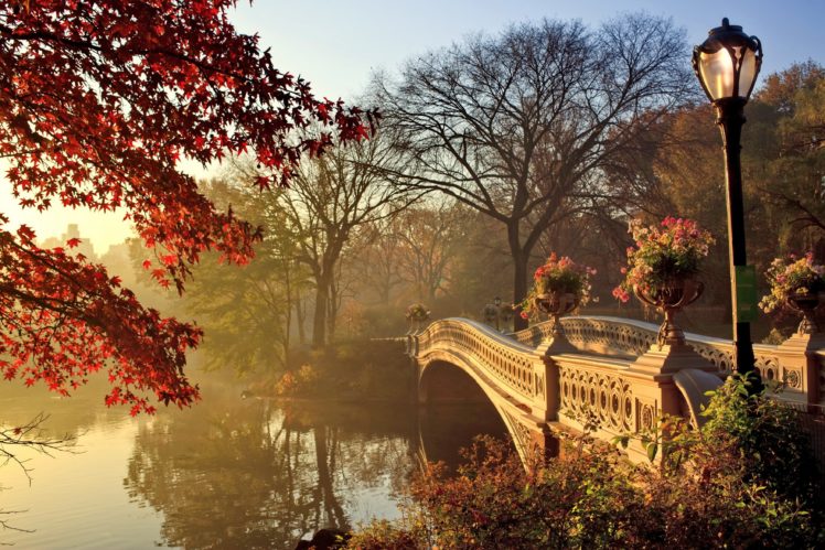 autumn, Fall, Park, Bridge HD Wallpaper Desktop Background