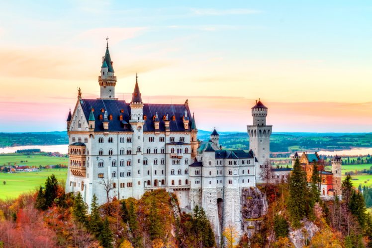 mountain, Autumn, Neuschwanstein, Castle, Alps, Germany, Bavaria HD Wallpaper Desktop Background