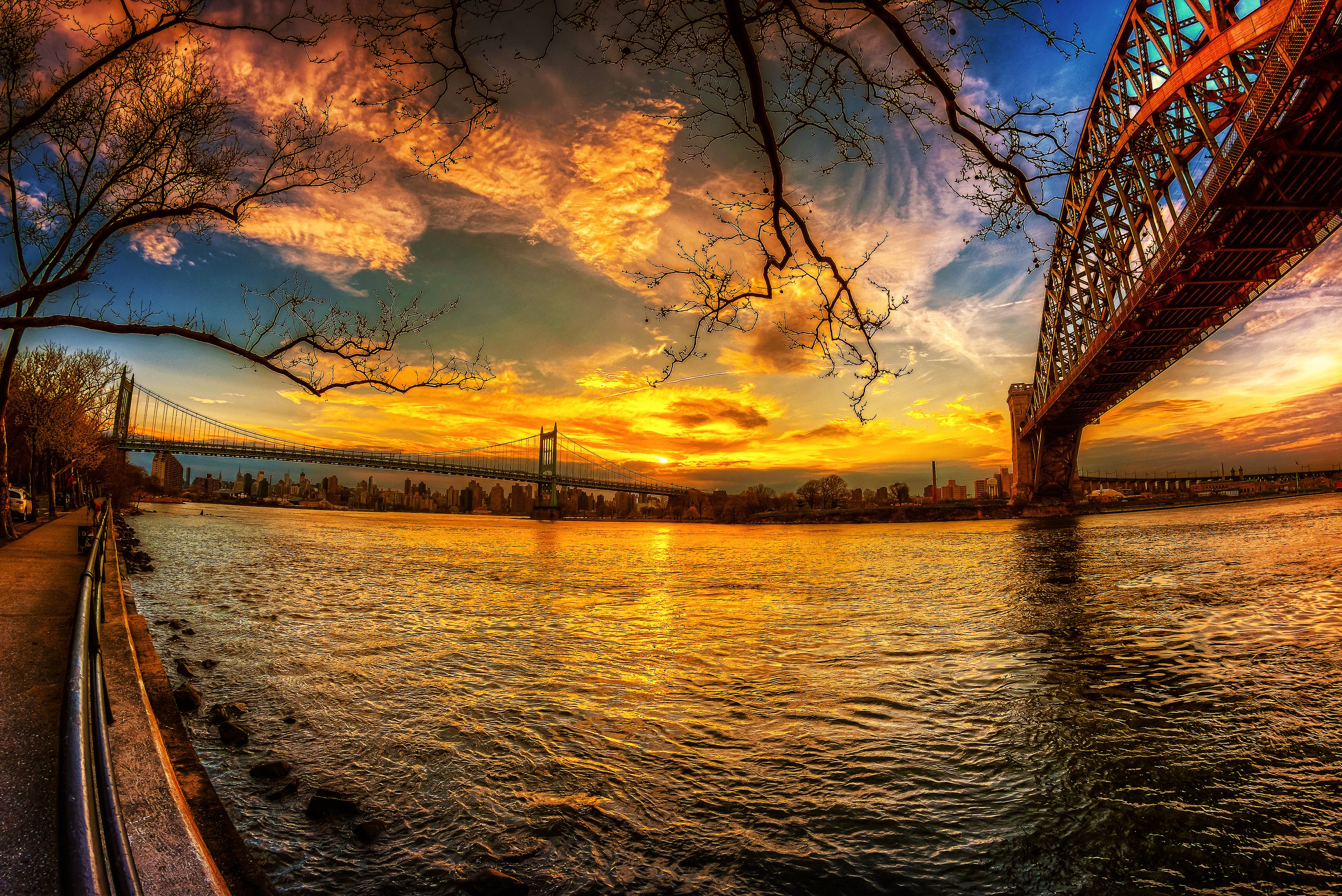 usa, Park, Rivers, Bridge, Sky, Scenery, Astoria, Park, New, York, City, Nature Wallpaper