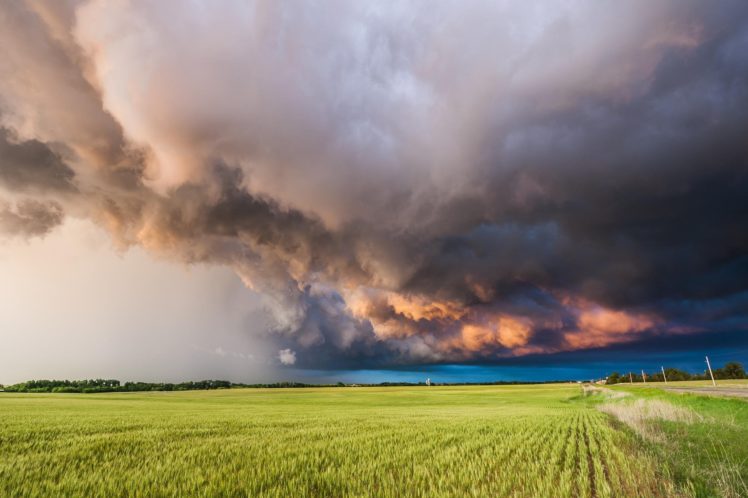 clouds, Landscape, Storm, Field, Nature HD Wallpaper Desktop Background