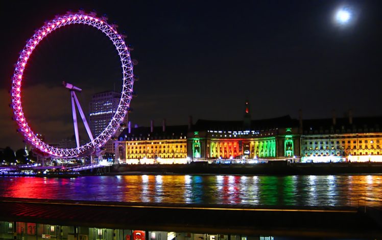 eye, London, England, River, Thames, Reflection HD Wallpaper Desktop Background