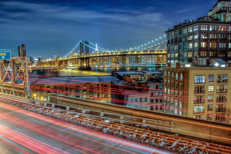 new, York, Manhattan, Bridge, Brooklyn, Road, Hdr, Timelapse HD Wallpaper Desktop Background