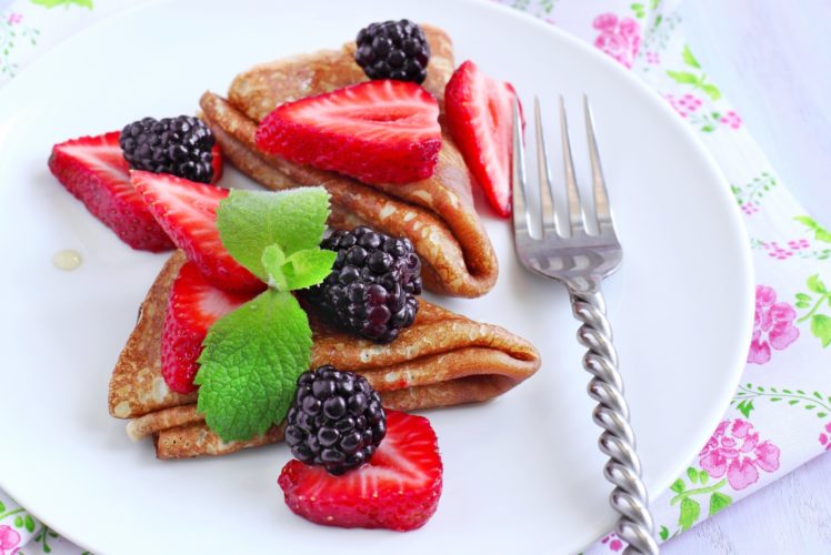 sweets, Pancakes, Food, Dessert, Fruit, Blackberry, Strawberries HD Wallpaper Desktop Background