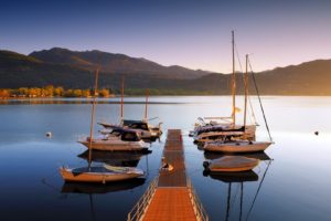 lake, Bridge, Landscape, Boat, Reflection, Sailboat