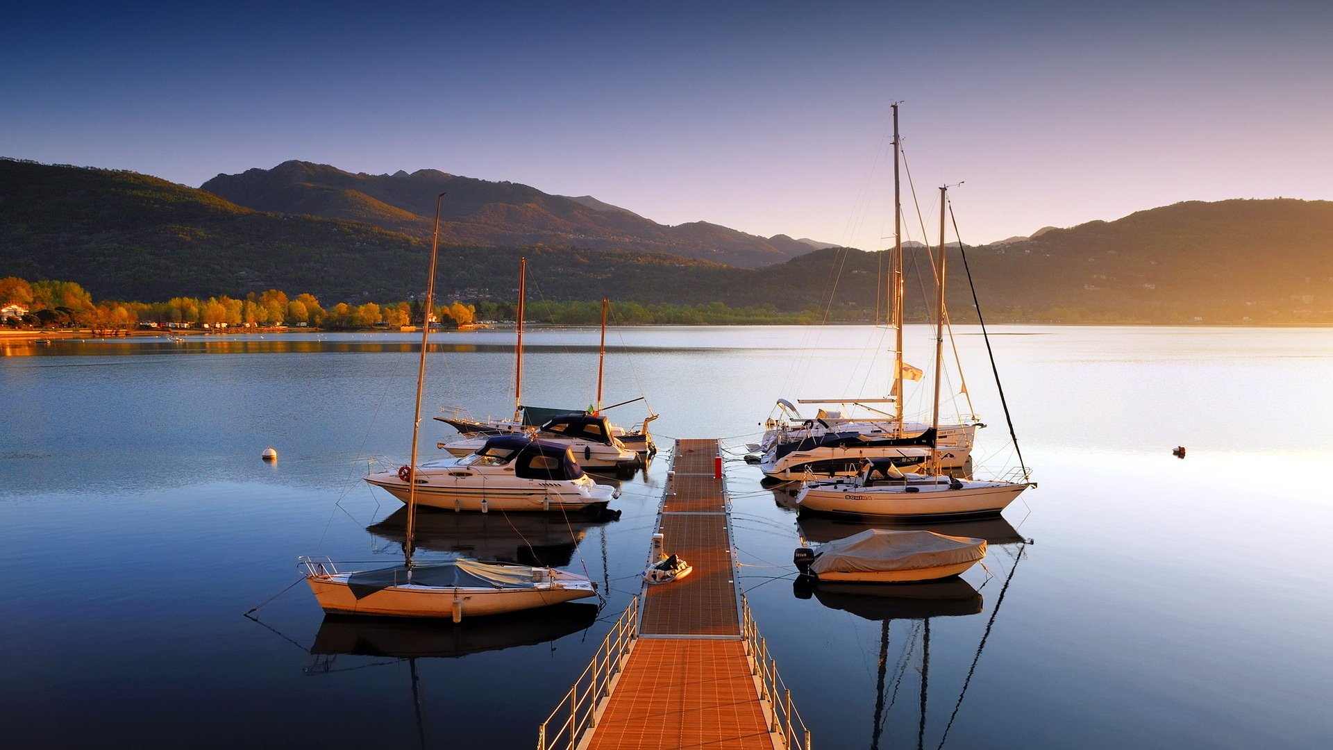 lake, Bridge, Landscape, Boat, Reflection, Sailboat Wallpaper