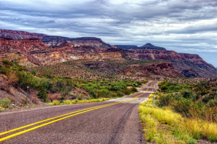 big, Bend, Ranch, State, Park, Hdr, Desert, Mountains, Road, Clouds HD Wallpaper Desktop Background