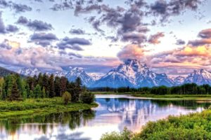 oxbow, Bend, Grand, Teton, National, Park, Hdr, Mountains, River, Sunset, Sunrise, Clouds