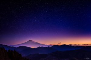 stars, Night, Mountains, Nature, Sky, Volcano, Sunset