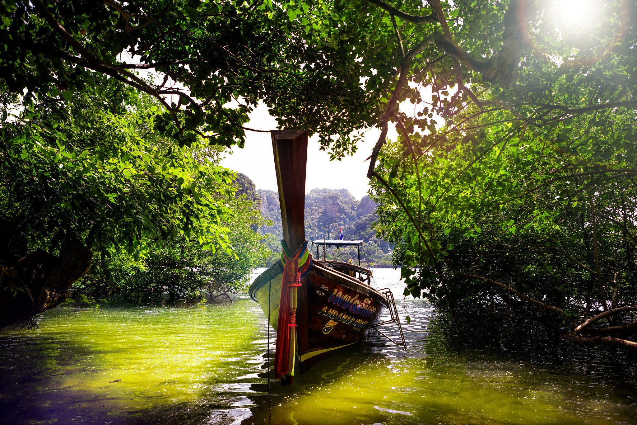 thailand, Dzhugnli, Water, Boat, Trees, River, Tropical Wallpaper