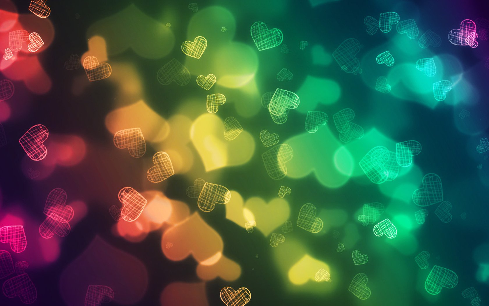 love, Hearts, Forever, Red, Yellow, Green Wallpaper