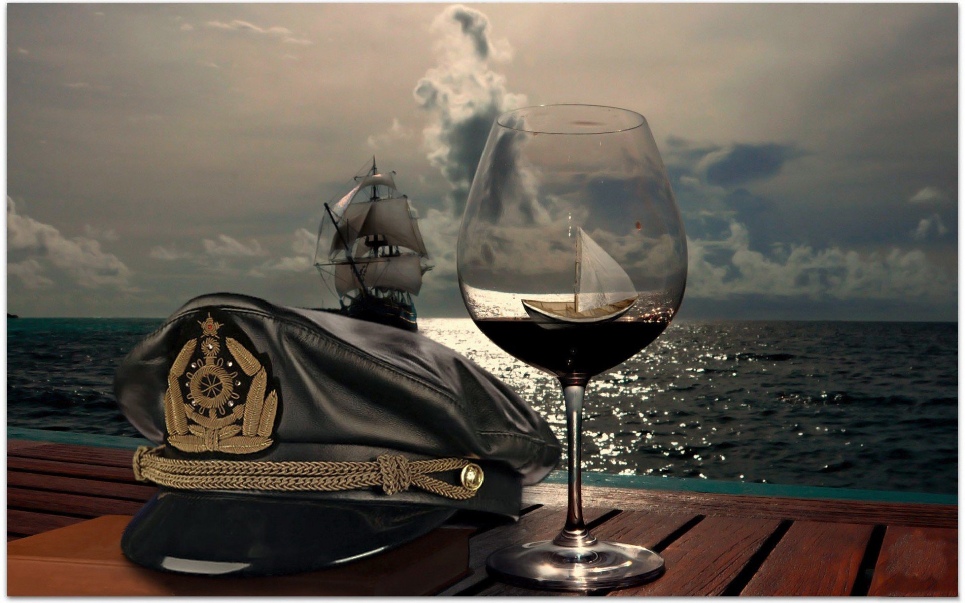 sailor, Hat, Boat, Vine, Sea Wallpaper