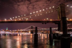 bridge, Bridges, Brooklyn, Cities, City, Intel, Rivers, New, York, Manhattan, Night, Light