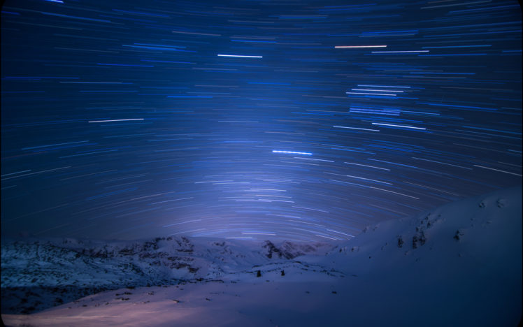 stars, Timelapse, Snow, Night, Landscapes, Mountains, Sky HD Wallpaper Desktop Background