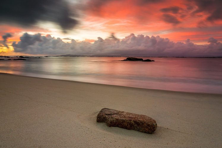 stone, Cloud, Sunset, Ocean, Sea, Beach HD Wallpaper Desktop Background