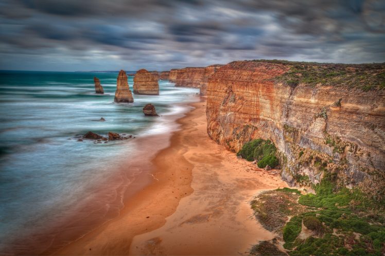 twelve, Apostles, Coastline, Australia, Hdr, Ocean, Sea, Cliff, Beach HD Wallpaper Desktop Background
