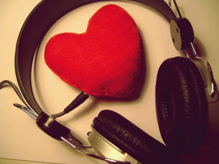 love, Music, Heart, Headphones HD Wallpaper Desktop Background