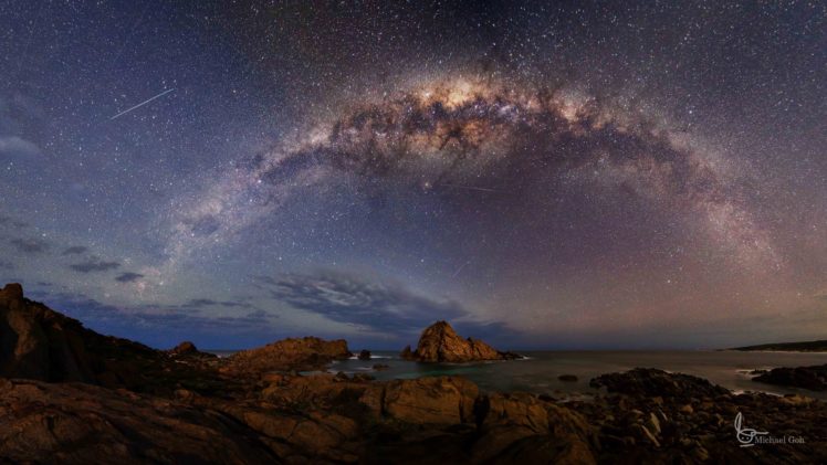 galaxy, Milky, Night, Rock, Sky, Space, Stars, Wallpaper HD Wallpaper Desktop Background