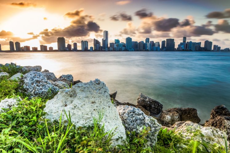 florida, Miami, Tower, Marina, Bridge, Beach, Monuments, Usa, Night, Urban, Cities, United, States, Panorama, Panoramic HD Wallpaper Desktop Background