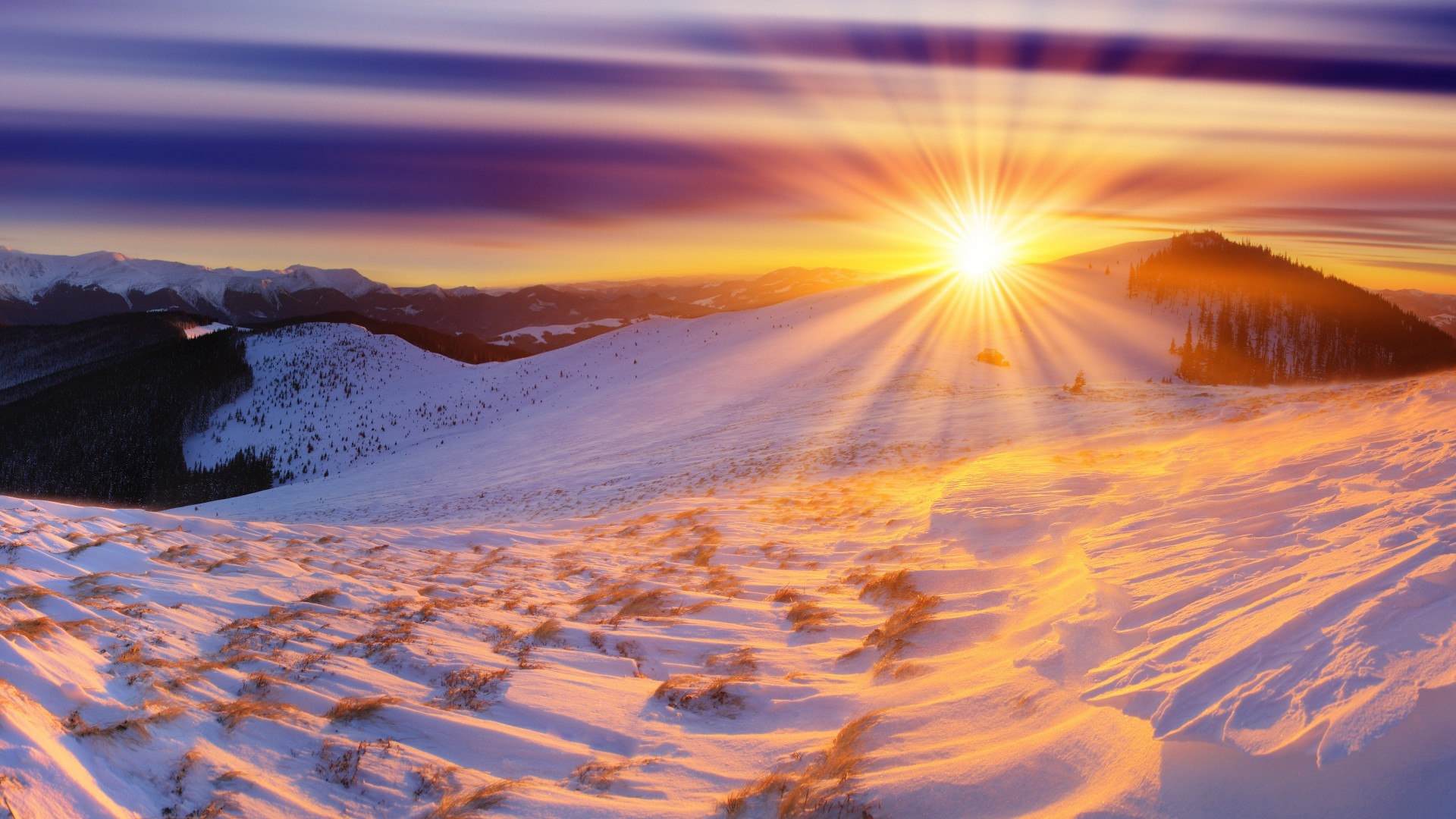 nature, Landscapes, Mountains, Snow, Winter, Sky, Clouds, Hdr, Sunset, Sunrise Wallpaper