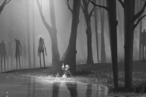 sci fi, Forest, Child, Kid, Zombies, Chase, Horror, Alien, Dark, Fantasy