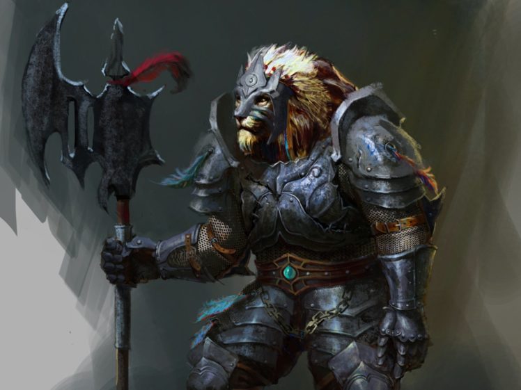 fantasy, Lion, Creature, Warrior HD Wallpaper Desktop Background