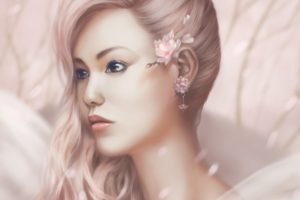 portrait, Girl, Flowers, Woman, Pink, Sakura, Asian