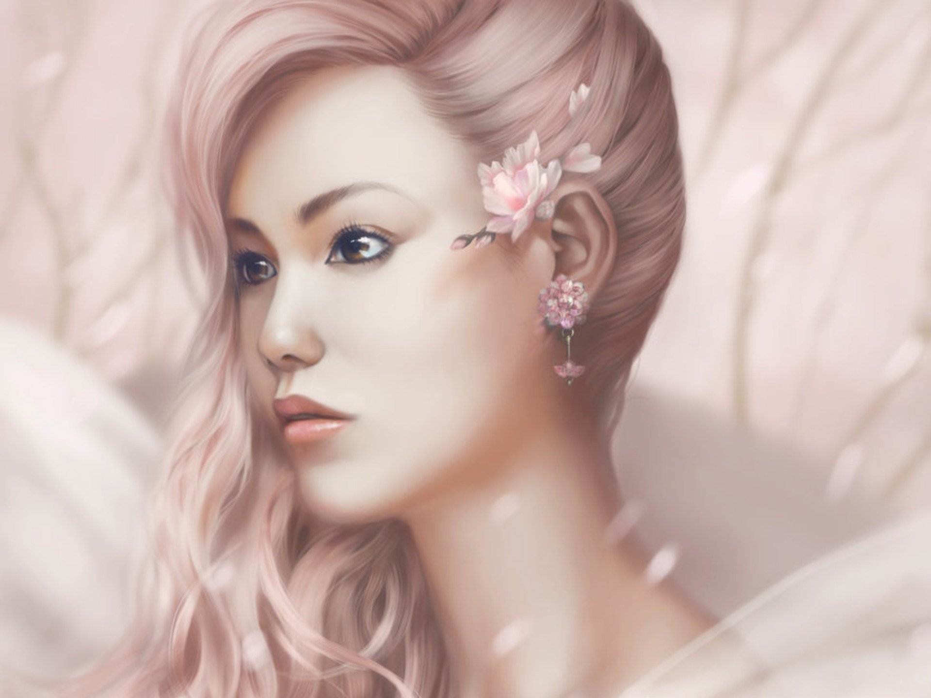 portrait, Girl, Flowers, Woman, Pink, Sakura, Asian Wallpaper
