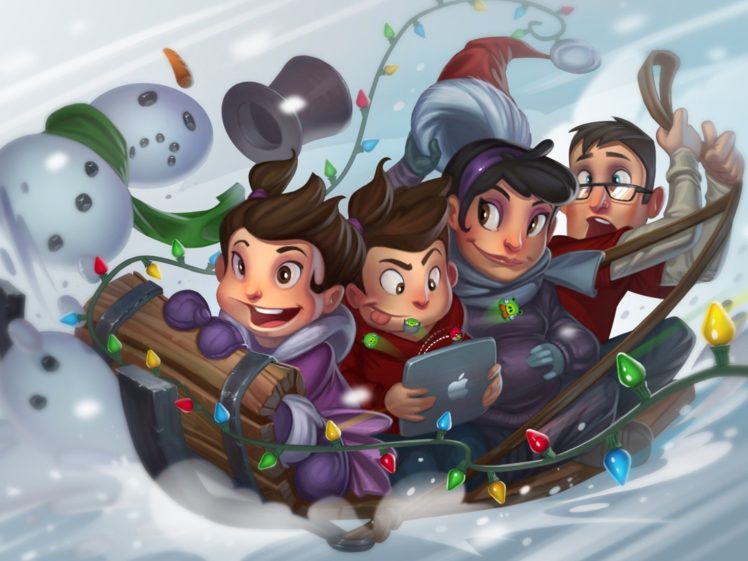 cartoon, Snow, Family, Christmas, Snowman HD Wallpaper Desktop Background