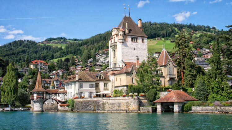 oberhofen, Castle, Switzerland, Lake, Thun HD Wallpaper Desktop Background