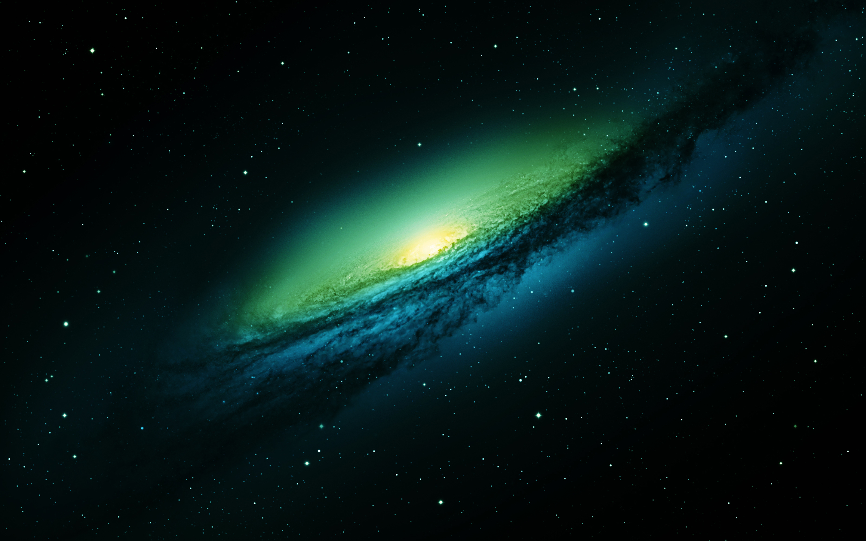 galaxy, Stars, Green Wallpaper