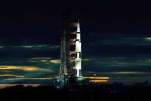 rocket, Launch, Site, Night, Clouds