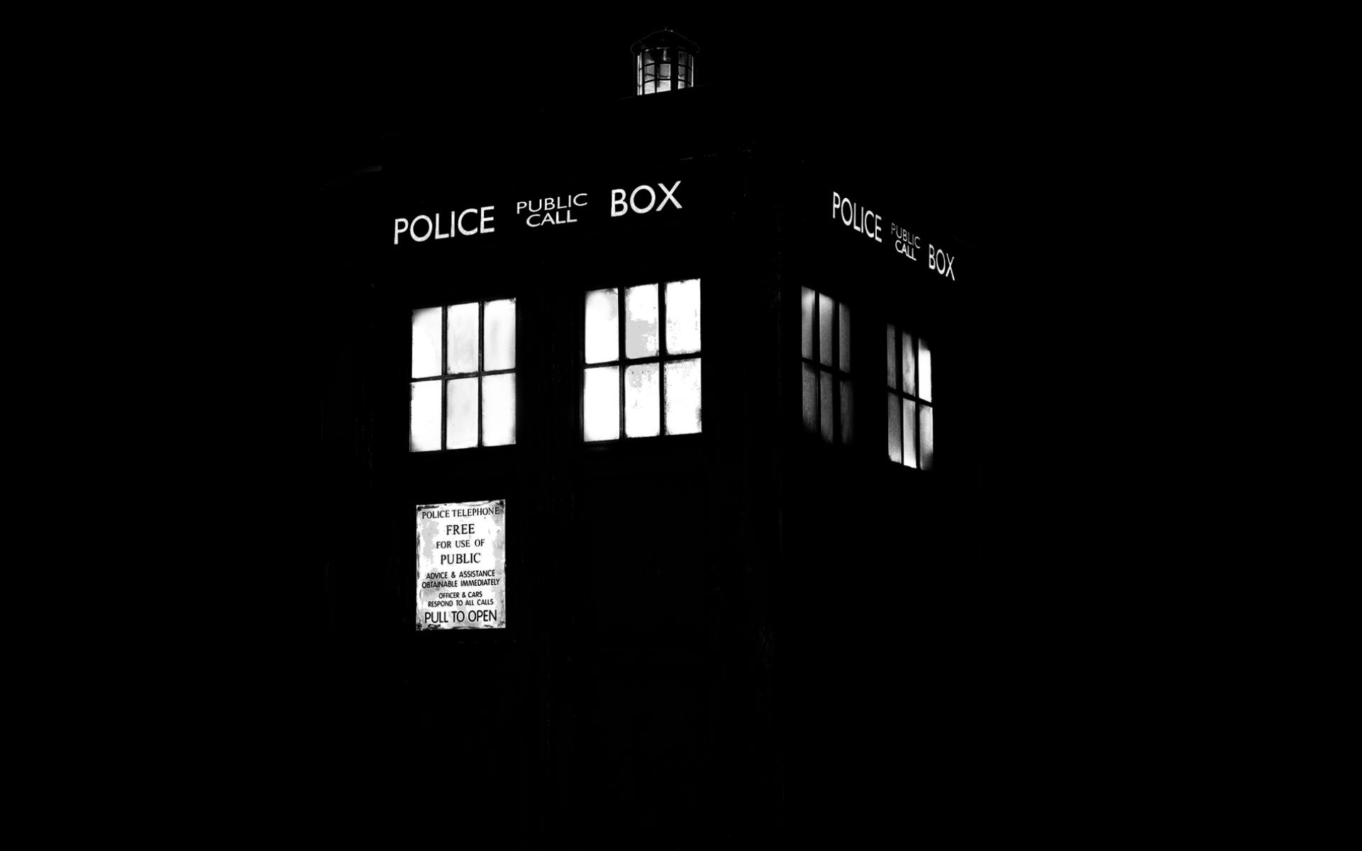 tardis, Monochrome, Doctor, Who, Phone, Booth, Telephone, Lights Wallpaper