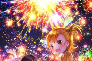 anime, Fireworks, Chibi, Small, Pretty, Girl, Kid, Kimono