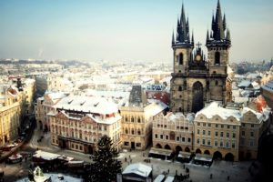 prague, Czech, Buildings, Winter