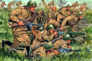 soldiers, Painting, Art, Machine, Guns, Army, Battle, Military, Weapons